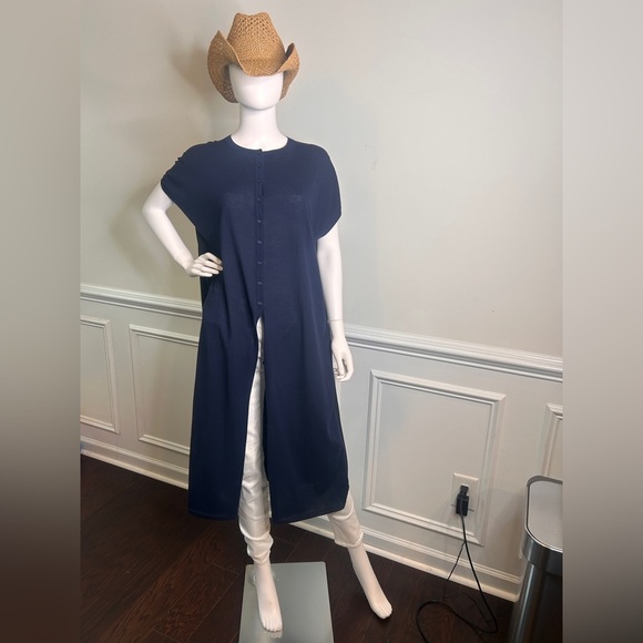 Women’s Lafayette 148 Crew Neck Midi Length Dress, Navy Blue, Size Large, - Picture 2 of 15